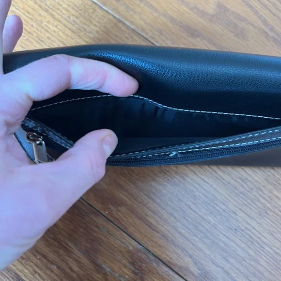 Black Leather Red Leather “K” Long Wallet / Check Book Holder - Picture 5 of 13